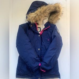 Land’s’ End Girls winter down coat with hood (Size 6-7)